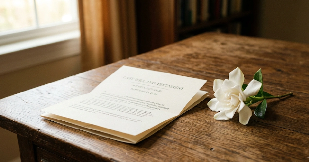 White flower and legal document representing Florida wrongful death claims and the rights of surviving family members
