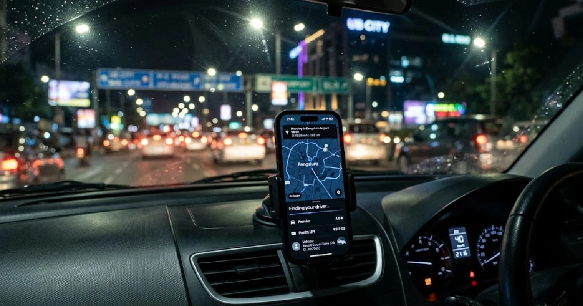 Smartphone showing rideshare app on a car dashboard representing Uber and Lyft accident claims in Florida