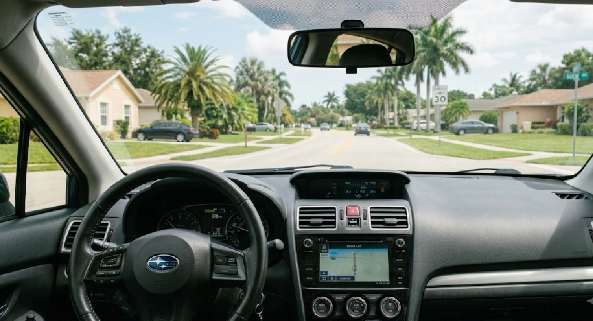 Young driver's hands on a steering wheel representing Florida teen driver accident liability and insurance claims